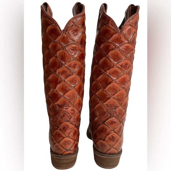 Nocona Bessie Full Pirarucu Print Cowboy boots size 9 - Picture 2 of 8